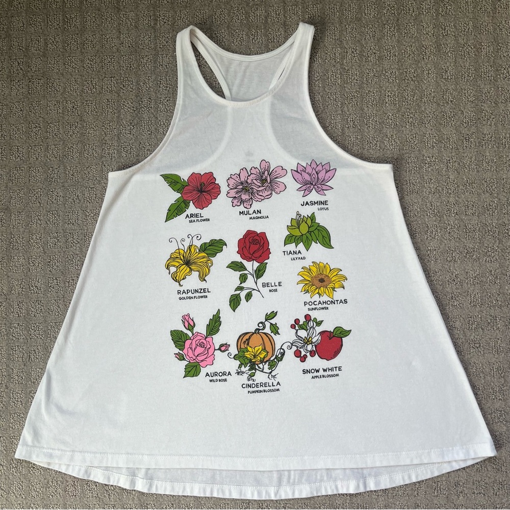 Disney Princess Floral White Tank Top Women’s Size XS